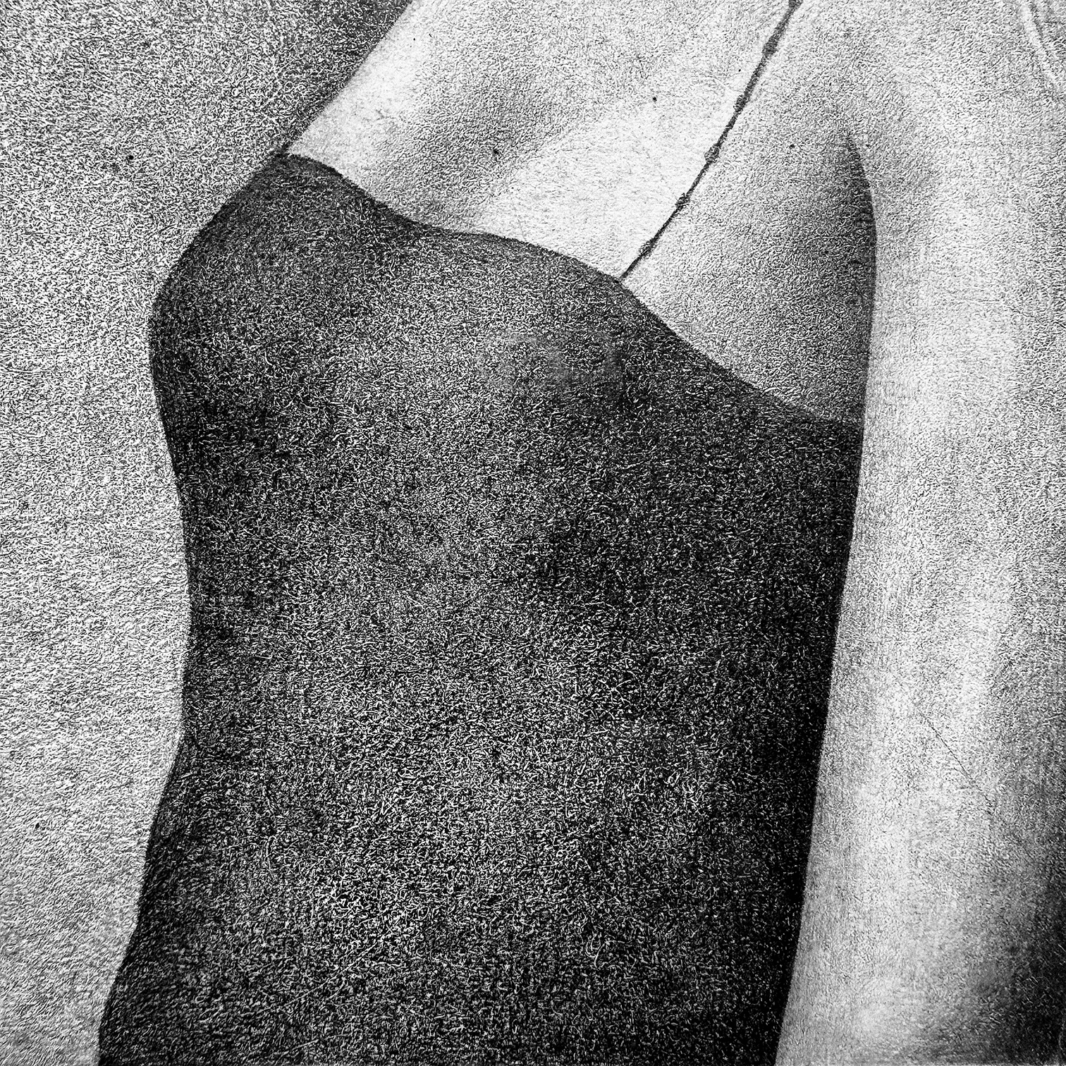 Detail view of the ‘Lisa Descending the Stairs’ print by Tommy Hoppe, showcasing the intricate shading.