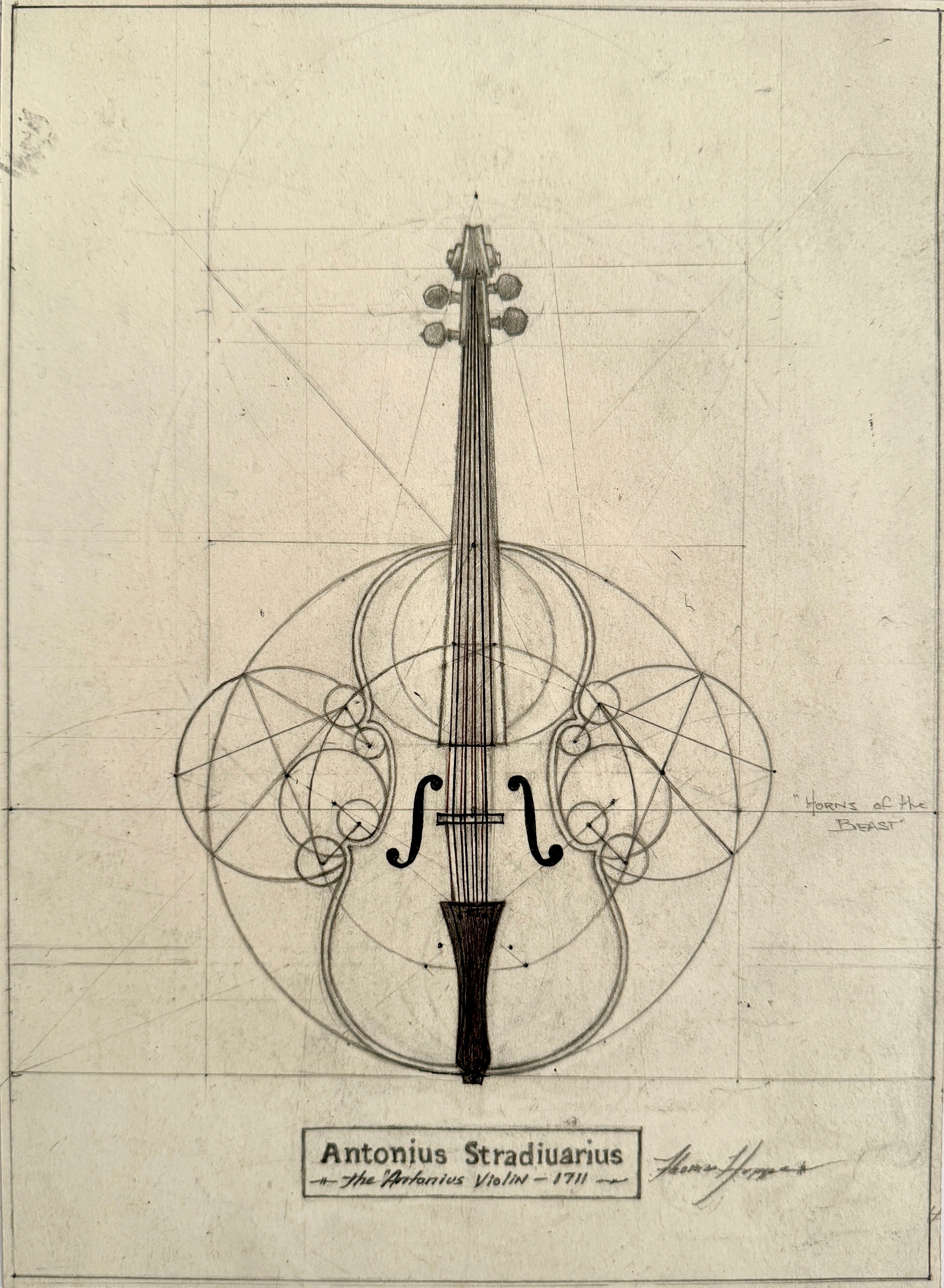 The Harmonics of a 1777 Stradivarius, pencil on paper, Tommy Hoppe