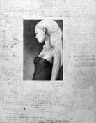 Full view of the ‘Lisa Descending the Stairs’ limited edition black and white art print by Tommy Hoppe.
