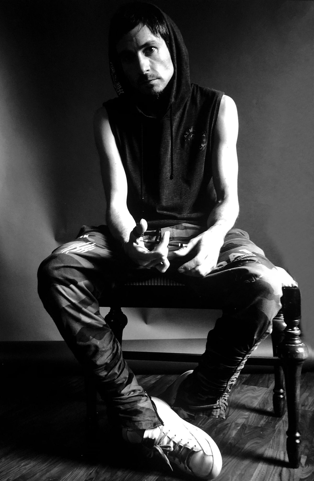 Tommy Hoppe seated in the studio